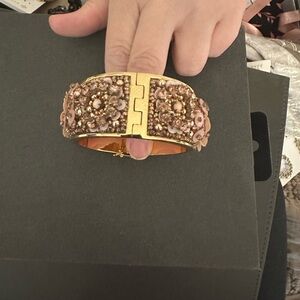 Elegant Gold and Pink Floral Bracelet